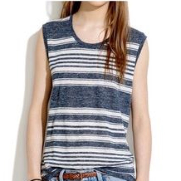 Madewell Tops - Madewell Modern Linen Muscle Tee in Stripe